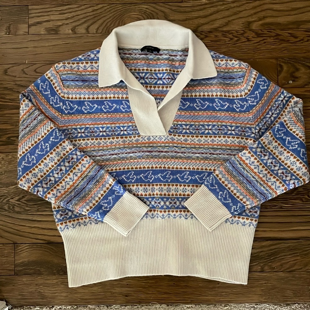 J Crew Collared Fair Isle Sweater S